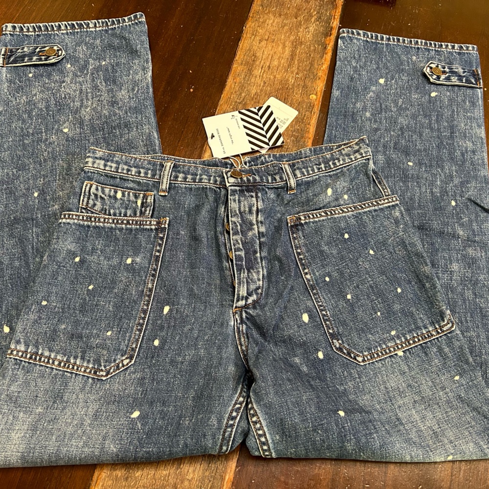 NWT Free People Sandrine Rose Sz 31 5-button Jeans in with detail on bottom!